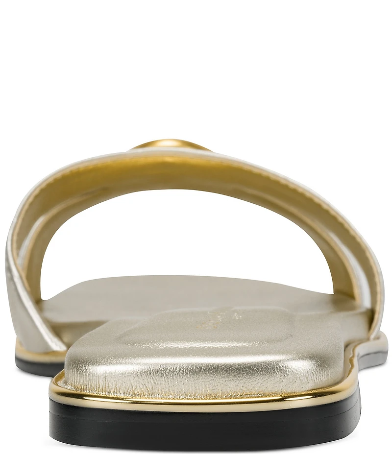 Donna Karan Halo Metallic Flat Slide Sandals