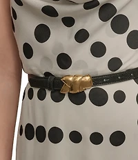 Donna Karan Halter Cowl Neck Dotted Midi Dress