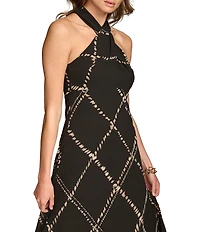 Donna Karan Halter Neck Chiffon Printed Maxi Slip Dress