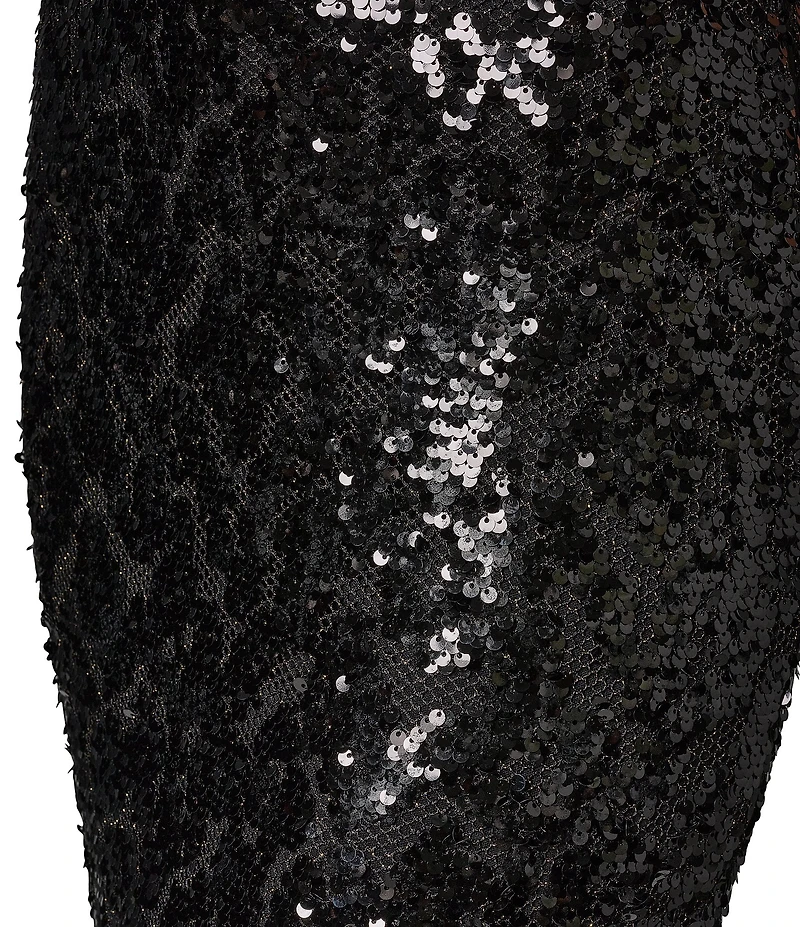 Donna Karan Halter Neck Sequin Mesh Long Dress