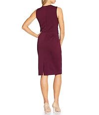 Donna Karan Hammer Scuba Crepe Sleeveless V-Neck Sheath Dress