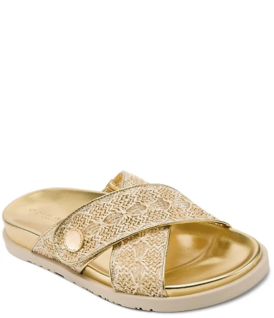 Donna Karan Harissa Woven Footbed Slide Sandals