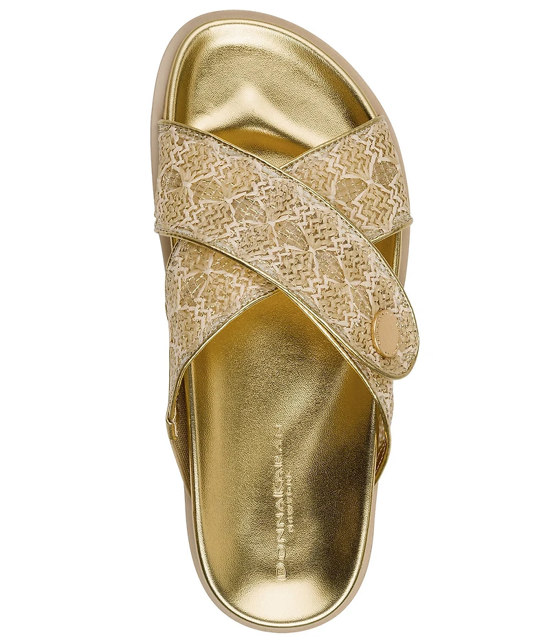 Donna Karan Harissa Woven Footbed Slide Sandals