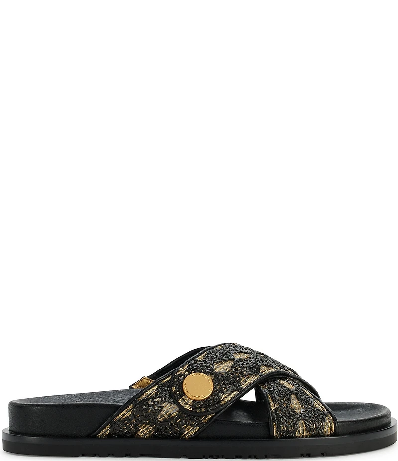 Donna Karan Harissa Woven Footbed Slide Sandals