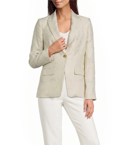 Donna Karan Jacquard Notch Lapel 1 Button Jacket