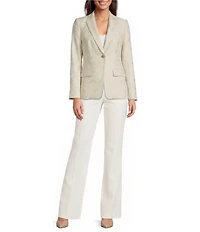 Donna Karan Jacquard Notch Lapel 1 Button Jacket