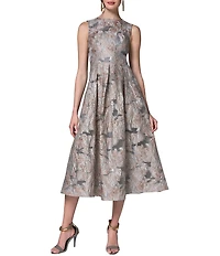 Donna Karan Jacquard Sleeveless Midi Dress