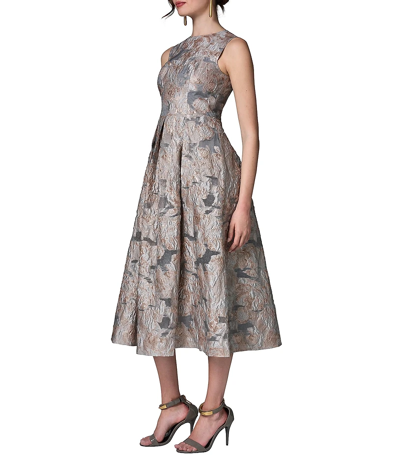 Donna Karan Jacquard Sleeveless Midi Dress