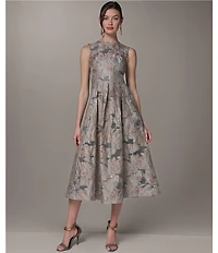 Donna Karan Jacquard Sleeveless Midi Dress
