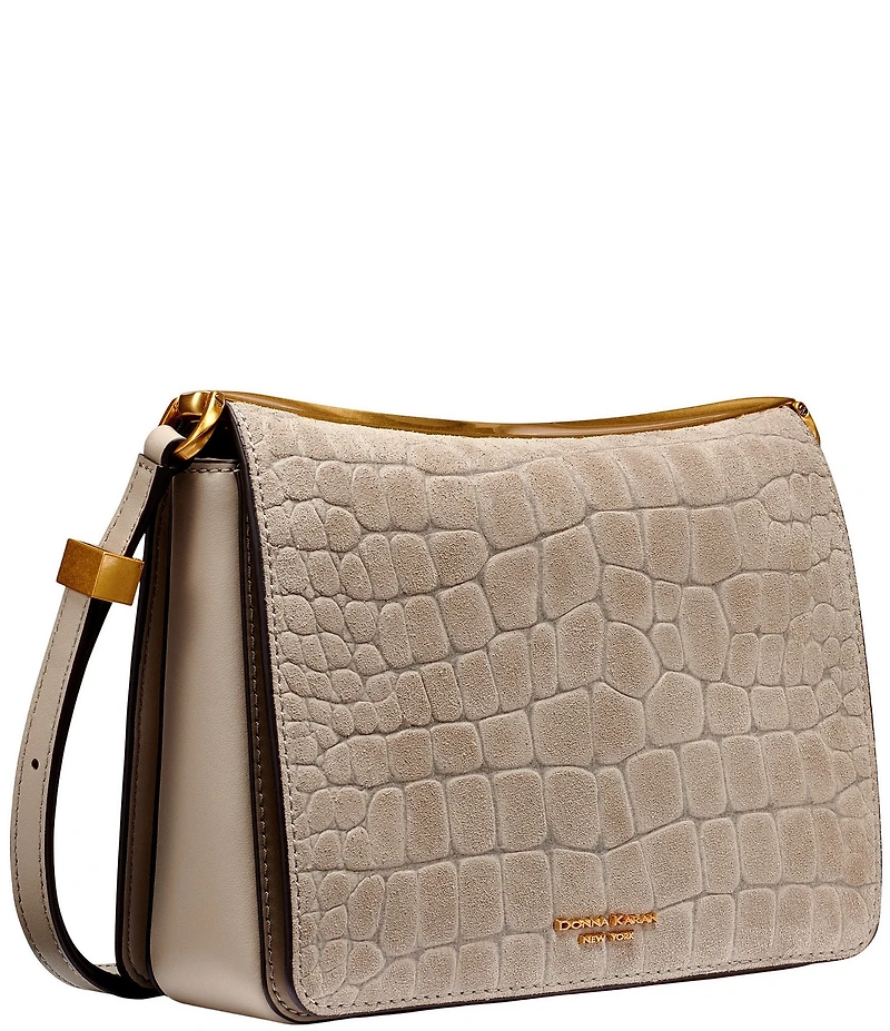 Donna Karan Jericho Croco Suede Shoulder Bag
