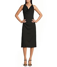 Donna Karan Jersey Cowl Neck Sleeveless Midi Dress
