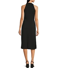 Donna Karan Jersey Cowl Neck Sleeveless Midi Dress