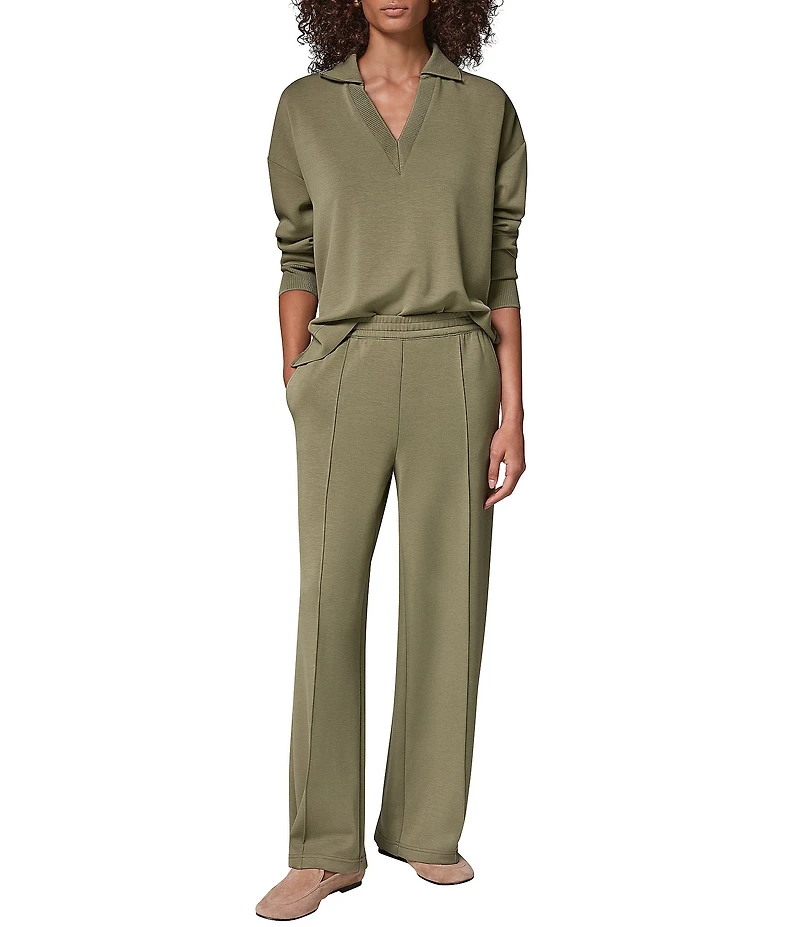 Donna Karan Jet Setter Mid Rise Pin Tuck Wide Leg Pull-On Pants