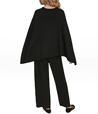 Donna Karan Knit Crew Neck Shoulder Button Embellished Cape