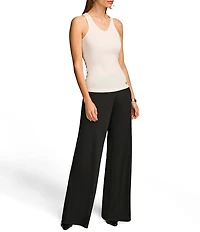 Donna Karan Knit Stretch Crepe Scoop Neck Sleeveless Tank