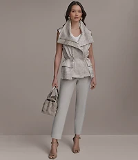 Donna Karan Knit Stretch Crepe Scoop Neck Sleeveless Tank
