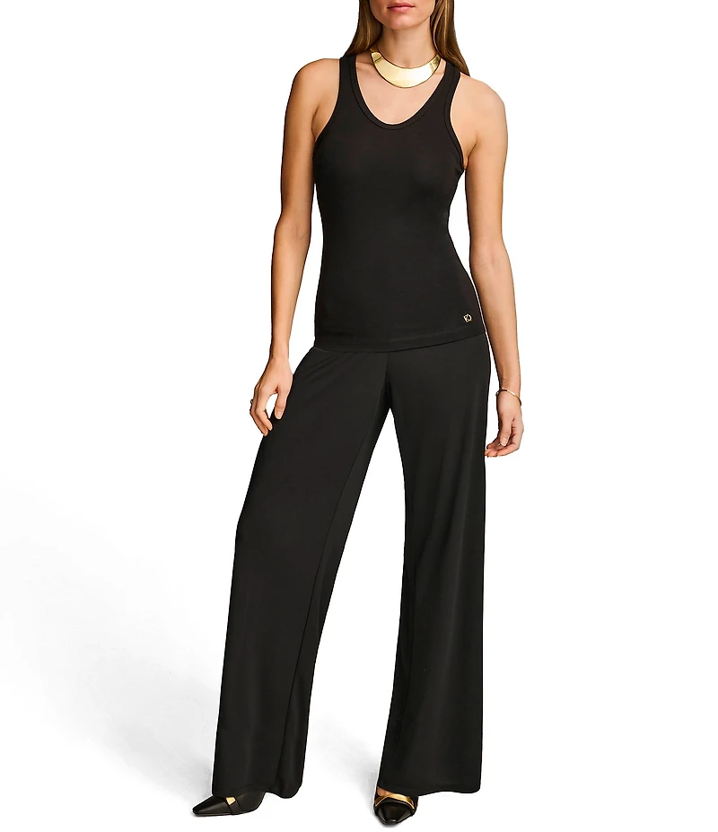 Donna Karan Knit Stretch Crepe Scoop Neck Sleeveless Tank