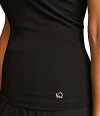 Donna Karan Knit Stretch Crepe Scoop Neck Sleeveless Tank