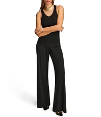 Donna Karan Knit Stretch Crepe Scoop Neck Sleeveless Tank