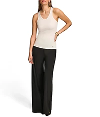 Donna Karan Knit Stretch Crepe Scoop Neck Sleeveless Tank