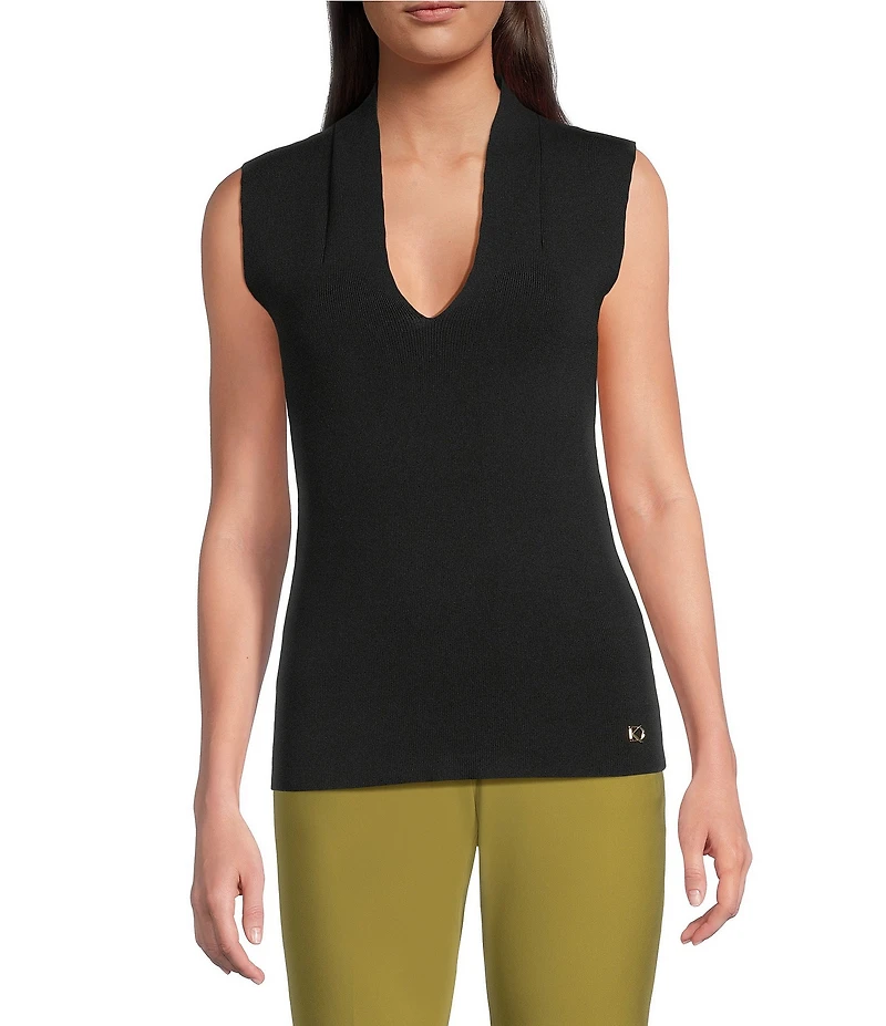 Donna Karan Knit V-Neck Sleeveless Top