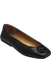 Donna Karan Kylee Leather Signature Logo Ballet Flats