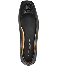 Donna Karan Kylee Leather Signature Logo Ballet Flats