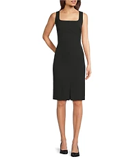 Donna Karan Laguna Scuba Square Neck Sleeveless Sheath Dress