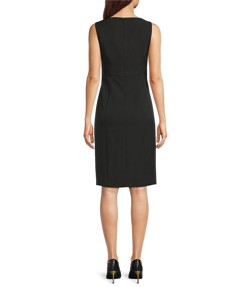 Donna Karan Laguna Scuba Square Neck Sleeveless Sheath Dress