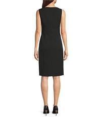 Donna Karan Laguna Scuba Square Neck Sleeveless Sheath Dress