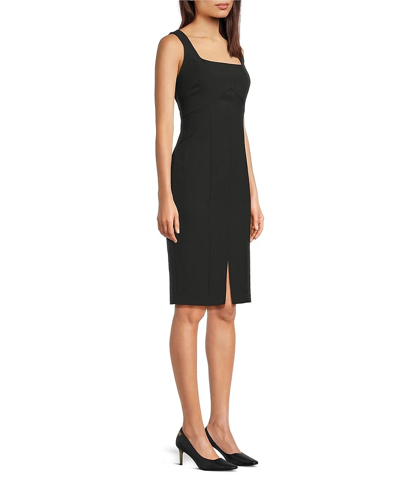 Donna Karan Laguna Scuba Square Neck Sleeveless Sheath Dress