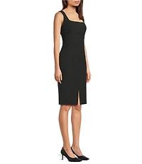 Donna Karan Laguna Scuba Square Neck Sleeveless Sheath Dress