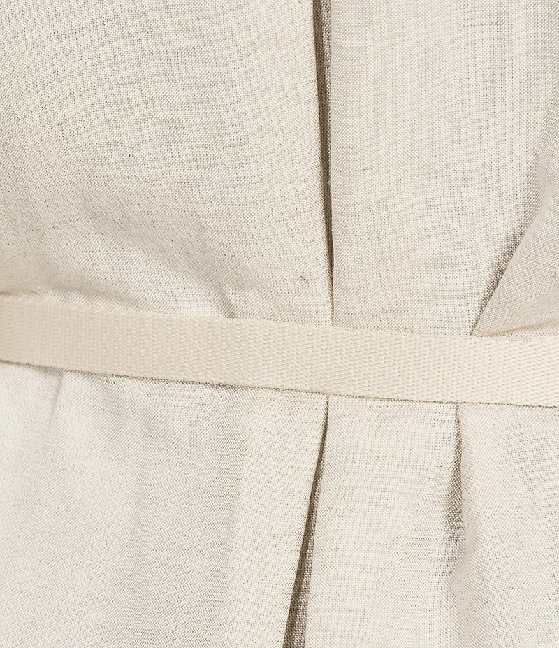 Donna Karan Linen Blend Point Collar Long Sleeve Belted Shirt Dress