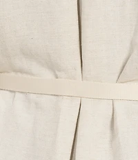 Donna Karan Linen Blend Point Collar Long Sleeve Belted Shirt Dress