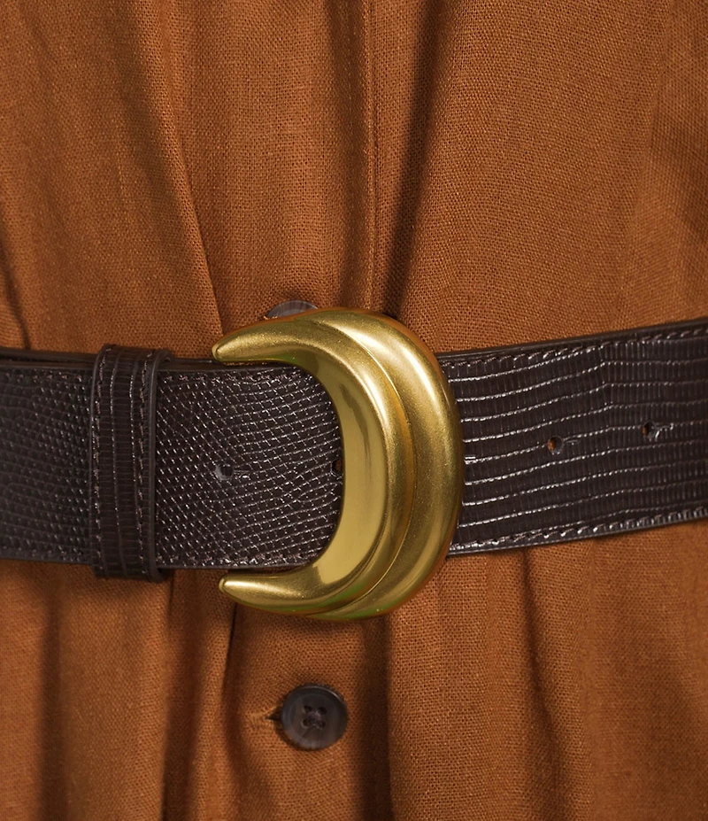 Donna Karan Linen Button Down V-Neck Midi Dress