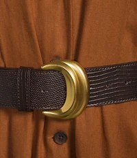 Donna Karan Linen Button Down V-Neck Midi Dress