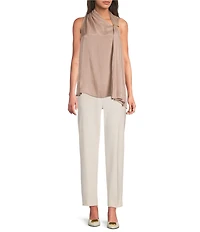 Donna Karan Liquid Shine Asymmetric Halter Scarf Neck Sleeveless Novelty Blouse