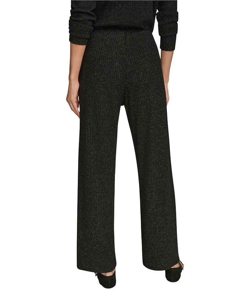 Donna Karan Lurex Rib Knit Wide Leg Pants