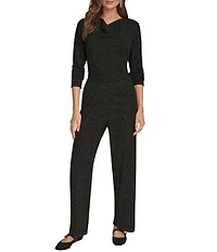 Donna Karan Lurex Rib Knit Wide Leg Pants