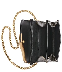 Donna Karan Malverne Metallic Crocodile Embossed Wallet On A Chain Crossbody Bag