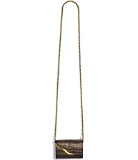 Donna Karan Malverne Metallic Crocodile Embossed Wallet On A Chain Crossbody Bag