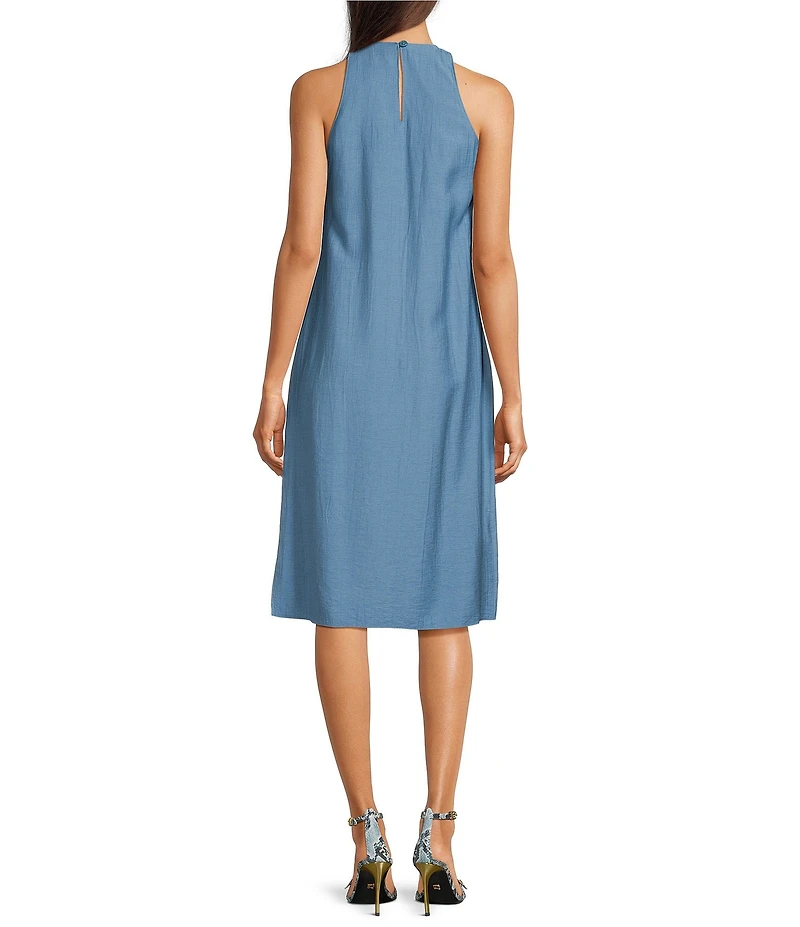 Donna Karan Melange Jewel Neck Sleeveless Shift Midi Dress