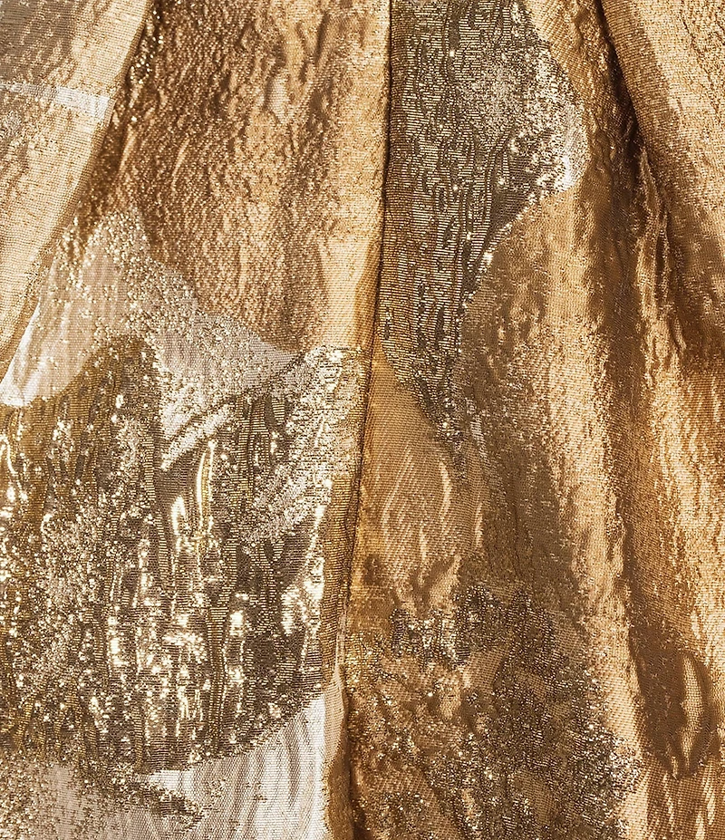 Donna Karan Metallic Brocade Strapless A-Line Midi Gown