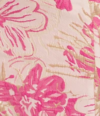 Donna Karan Metallic Floral Print Brocade One Shoulder Sleeveless Gown