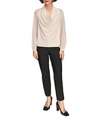 Donna Karan Mix Media Cowl Neck Long Sleeve Blouse