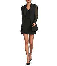 Donna Karan Mixed Media Chiffon Sleeve Open Front Jacket