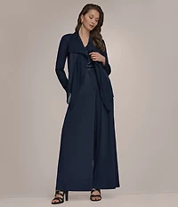 Donna Karan Mixed Media Ruffle Front Long Sleeve Jacket