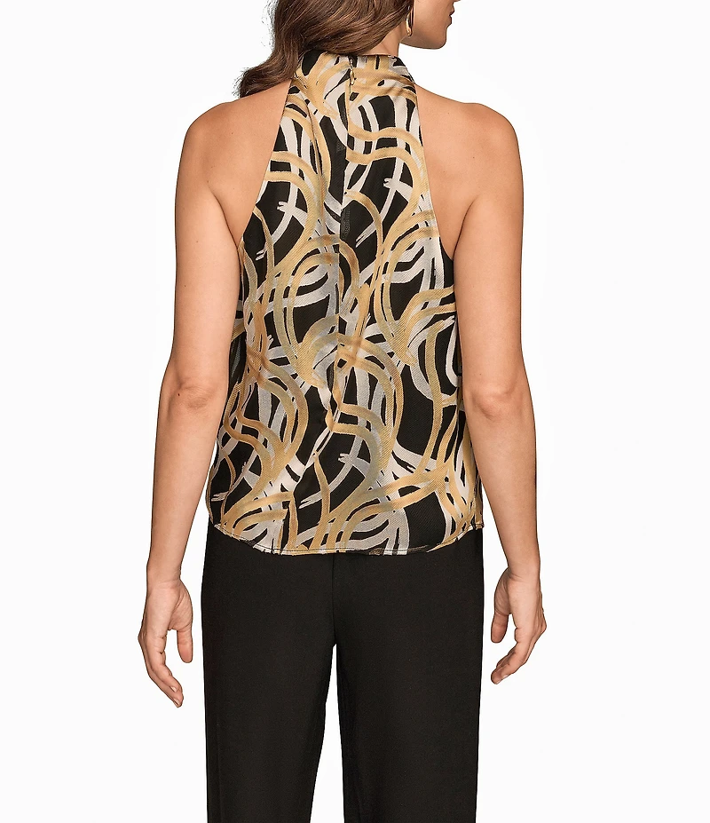 Donna Karan Novelty Burnout Halter Neck Sleeveless Top
