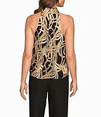 Donna Karan Novelty Burnout Halter Neck Sleeveless Top