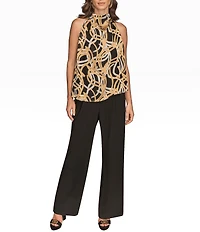 Donna Karan Novelty Burnout Halter Neck Sleeveless Top